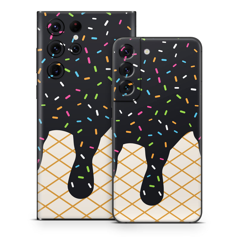 Samsung Galaxy S22 Series Skin design of Orange, Graphics, Polka dot, with white, brown, yellow, black, green, pink, orange, blue colors
