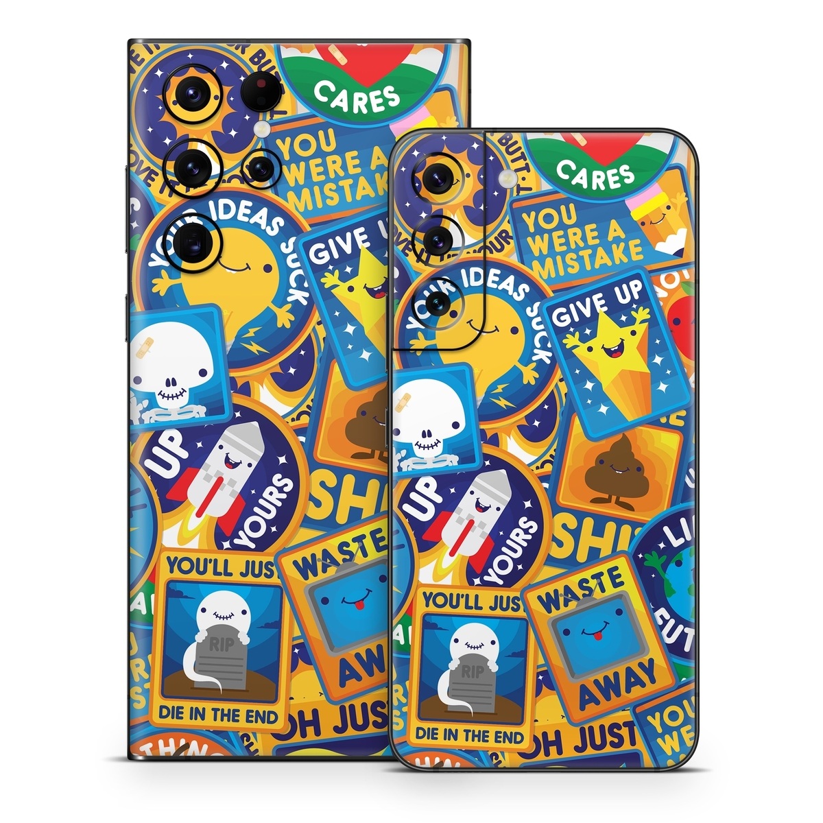 Samsung Galaxy S22 Series Skin design of Pattern, Visual arts, Design, Art, Mosaic, Psychedelic art, with blue, yellow, orange, white, green, red, gray colors