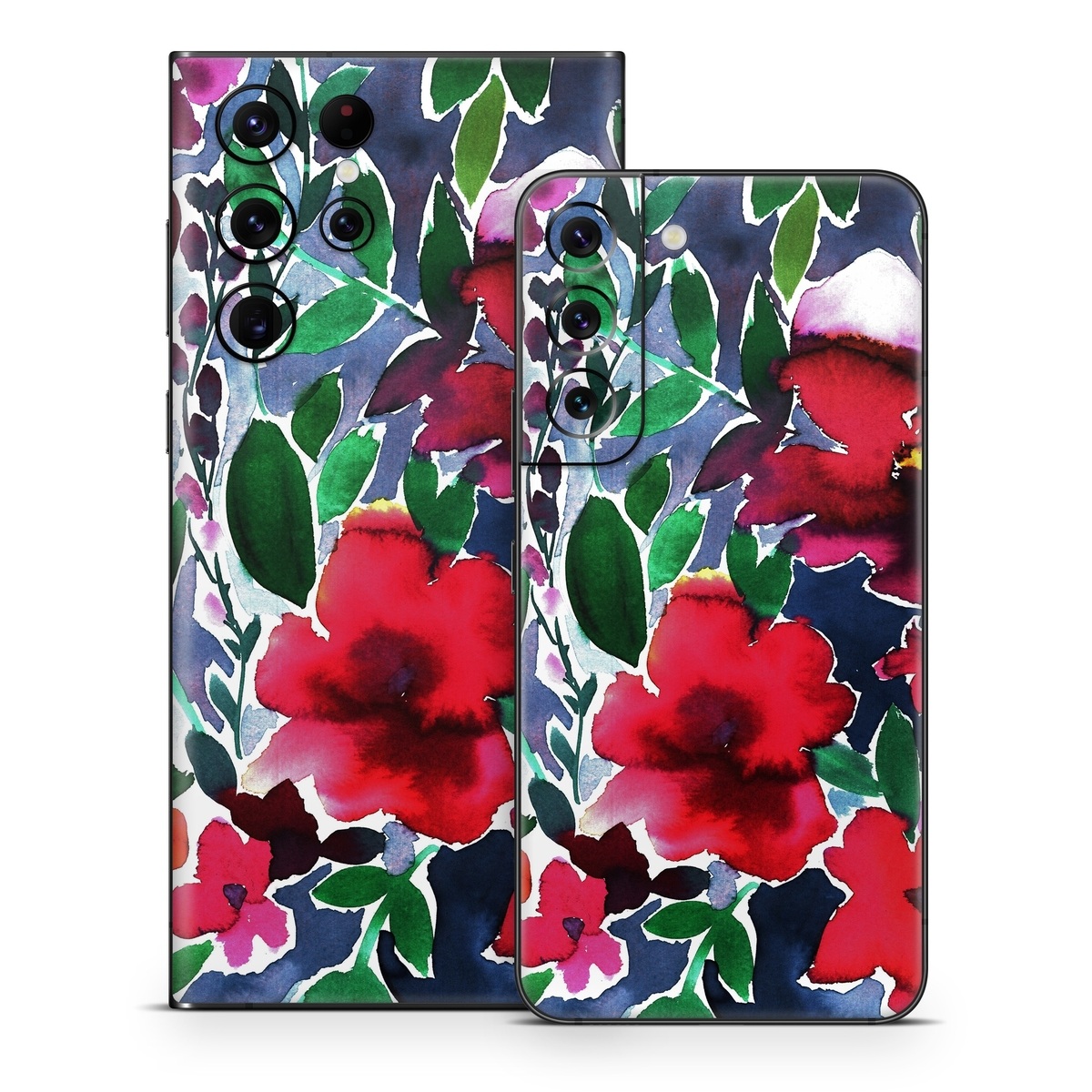 Samsung Galaxy S22 Series Skin design of Flower, Petal, Red, Plant, Pattern, Pink, Purple, Flowering plant, Botany, Design, with red, green, pink, blue colors