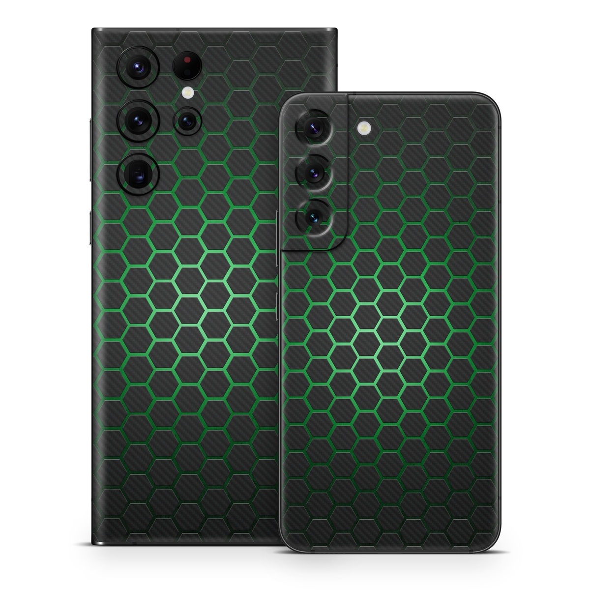 Samsung Galaxy S22 Series Skin design of Pattern, Metal, Design, Carbon, Space, Circle, with black, gray, green colors