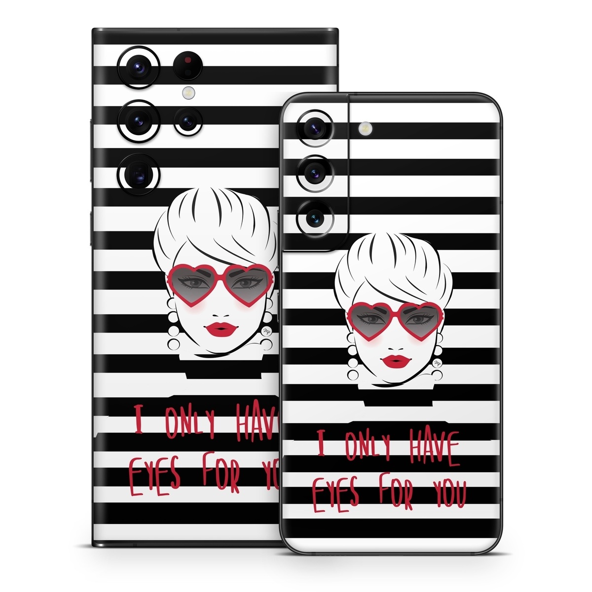 Samsung Galaxy S22 Series Skin design of Rectangle, Font, Gesture, Eyewear, Art, Technology, Personal protective equipment, Goggles, Logo, Eyelash, with black, white, yellow, red colors