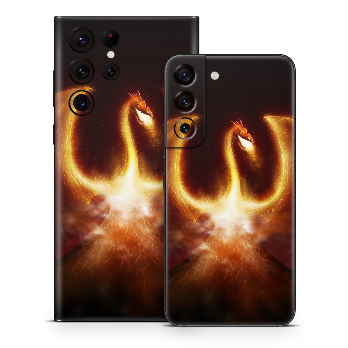 Samsung Galaxy S22 Series Skin design of Light, Atmosphere, Orange, Space, Heat, Sky, Darkness, Art, Geological phenomenon, Universe, with black, red, green, pink colors