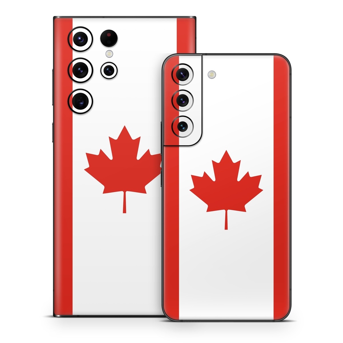 Samsung Galaxy S22 Series Skin design of Red, Maple leaf, Tree, Leaf, Woody plant, Flag, Plant, Plane, Red flag, Maple, with red, white colors