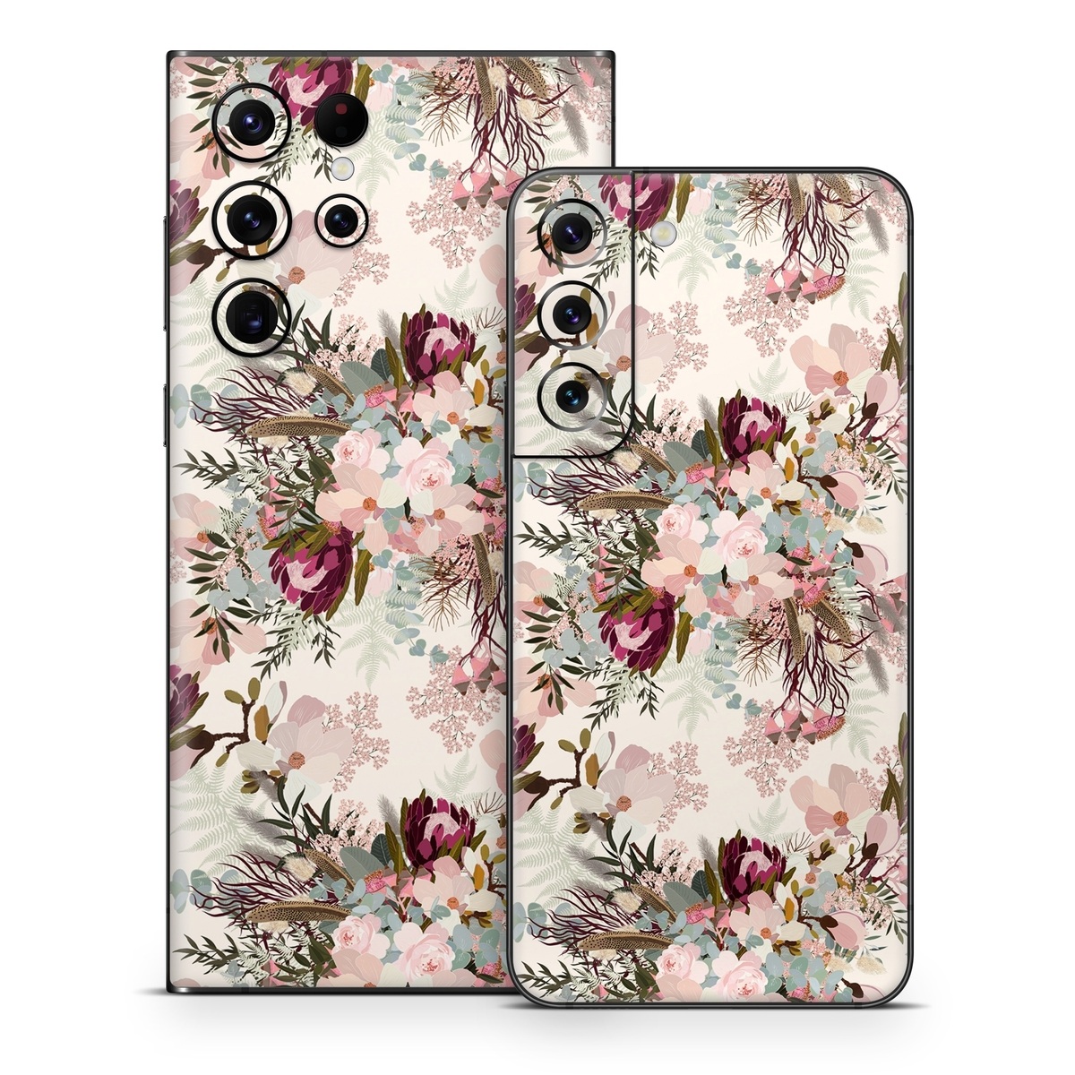 Samsung Galaxy S22 Series Skin design of Pink, Pattern, Lilac, Flower, Plant, Petal, Floral design, Textile, Design, Blossom, with white, red, pink, blue, brown colors