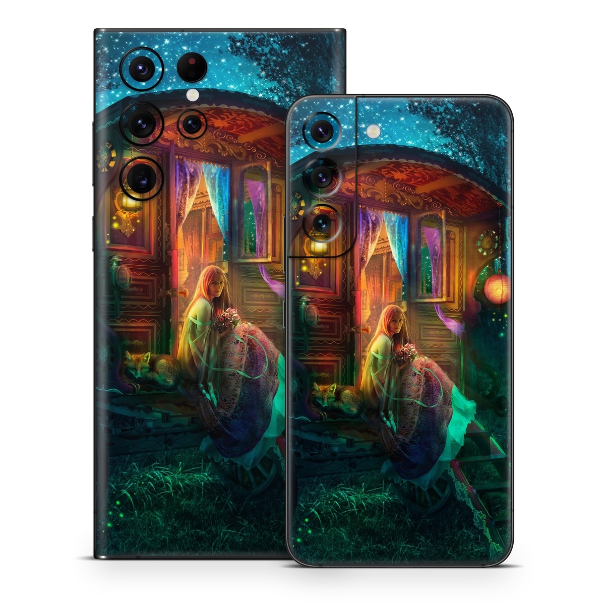 Samsung Galaxy S22 Series Skin design of Illustration, Adventure game, Darkness, Art, Digital compositing, Fictional character, Games, with black, red, blue, green colors