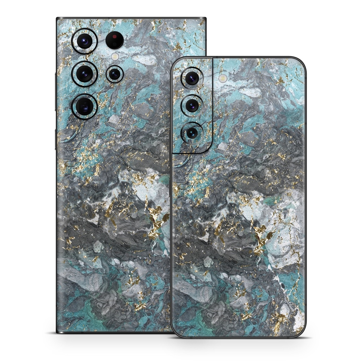 Samsung Galaxy S22 Series Skin design of Blue, Turquoise, Green, Aqua, Teal, Geology, Rock, Painting, Pattern, with black, white, gray, green, blue colors