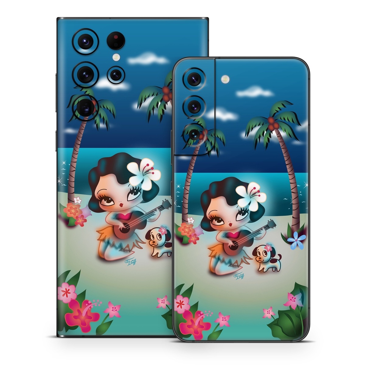 Samsung Galaxy S22 Series Skin design of Cartoon, Animated cartoon, Illustration, Animation, Fictional character, Plant, Art, Clip art, with blue, white, brown, pink, green, yellow, red colors
