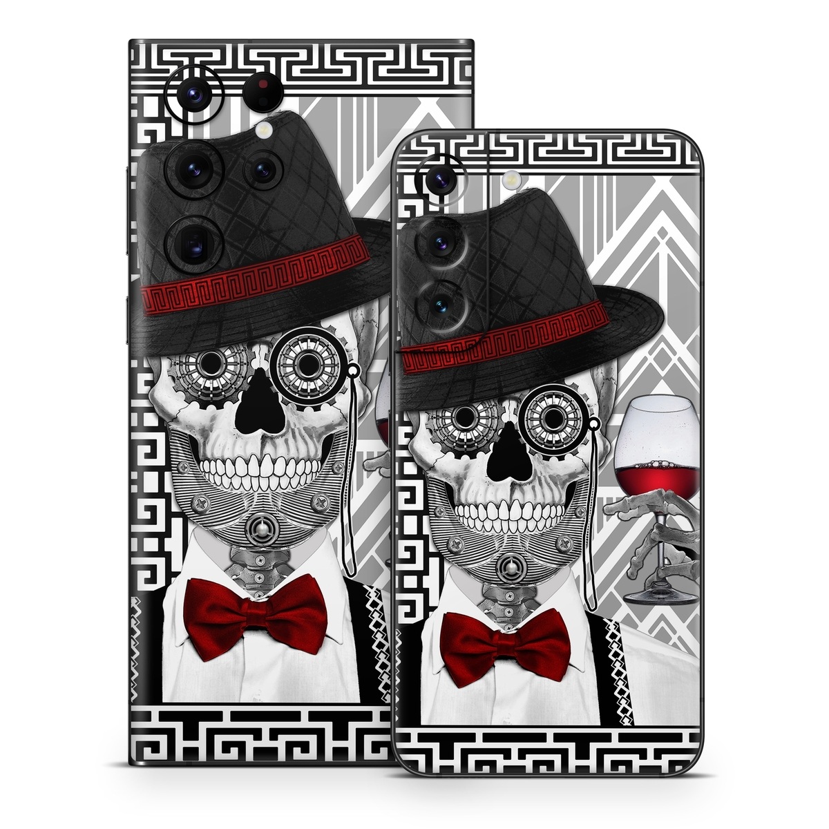 Samsung Galaxy S22 Series Skin design of Cartoon, Poster, Font, Illustration, Headgear, Games, Photo caption, Fictional character, Graphic design, Hat, with black, white, red colors