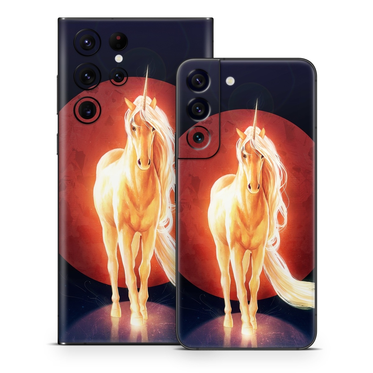 Samsung Galaxy S22 Series Skin design of Hair, Horse, Human body, Jaw, Art, Entertainment, Heat, Neon, Flame, Tail, with black, red, orange, yellow, white, purple colors