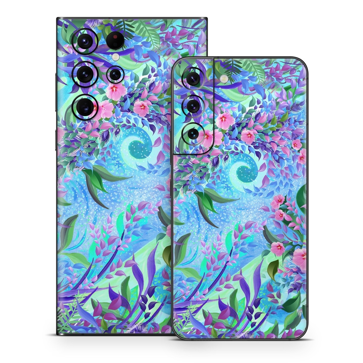 Samsung Galaxy S22 Series Skin design of Psychedelic art, Pattern, Lilac, Purple, Art, Pink, Design, Fractal art, Visual arts, Organism, with gray, blue, purple colors