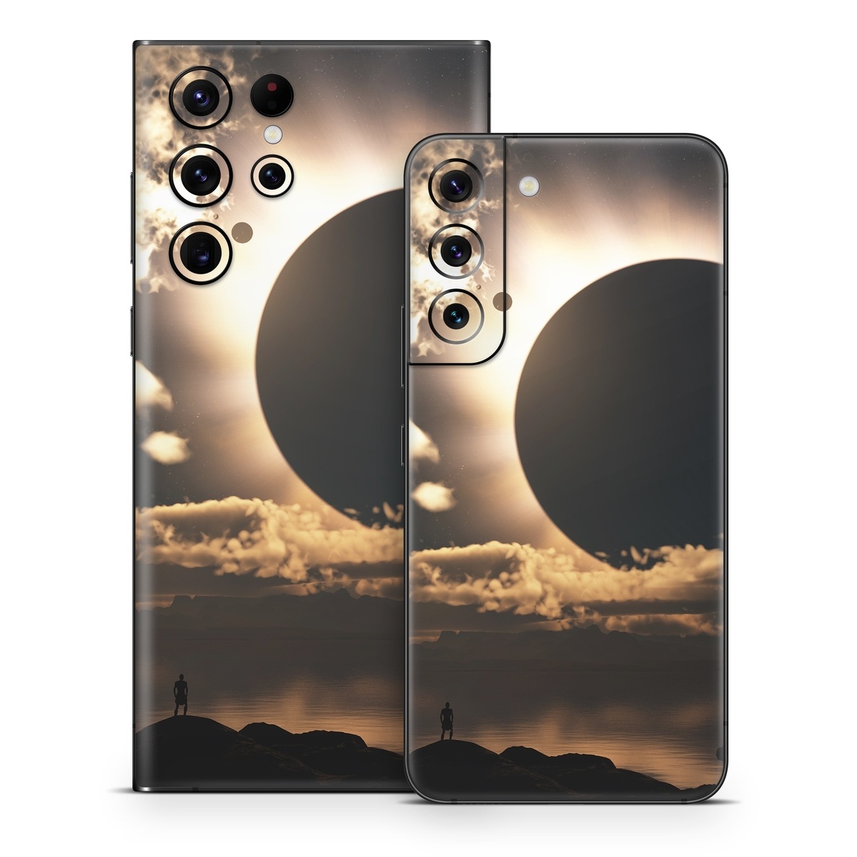 Samsung Galaxy S22 Series Skin design of Sky, Cloud, Daytime, Eclipse, Atmosphere, Cumulus, Sunlight, Sun, Astronomical object, Celestial event, with black, red, green, gray, pink, yellow colors