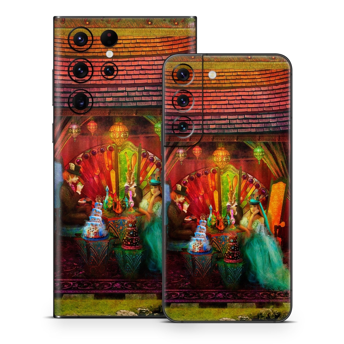 Samsung Galaxy S22 Series Skin design of Hindu temple, Temple, Art, Painting, Place of worship, Stage, Fictional character, with black, red, green, blue, gray colors