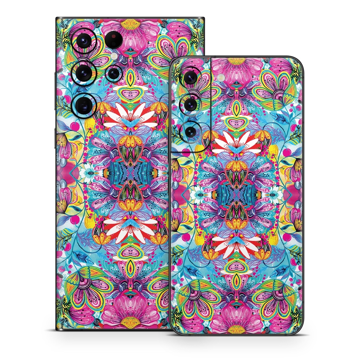 Samsung Galaxy S22 Series Skin design of Pattern, Psychedelic art, Design, Textile, Visual arts, Art, Magenta, Motif, Symmetry, Paisley, with pink, blue, purple, yellow, orange, green, red colors