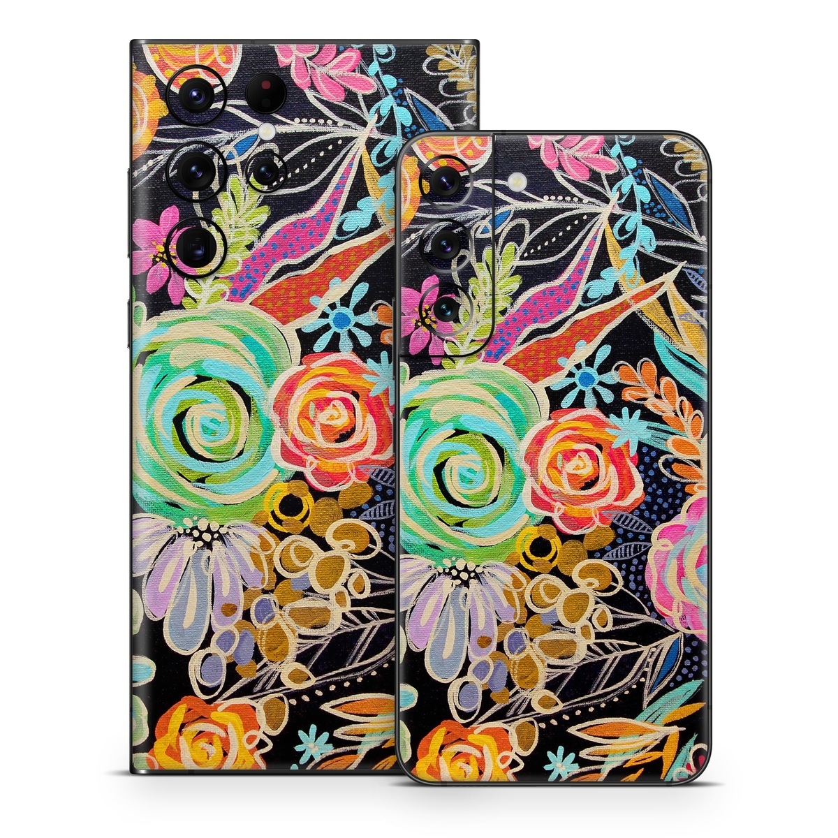 Samsung Galaxy S22 Series Skin design of Pattern, Floral design, Design, Textile, Visual arts, Art, Graphic design, Psychedelic art, Plant, with black, gray, green, red, blue colors