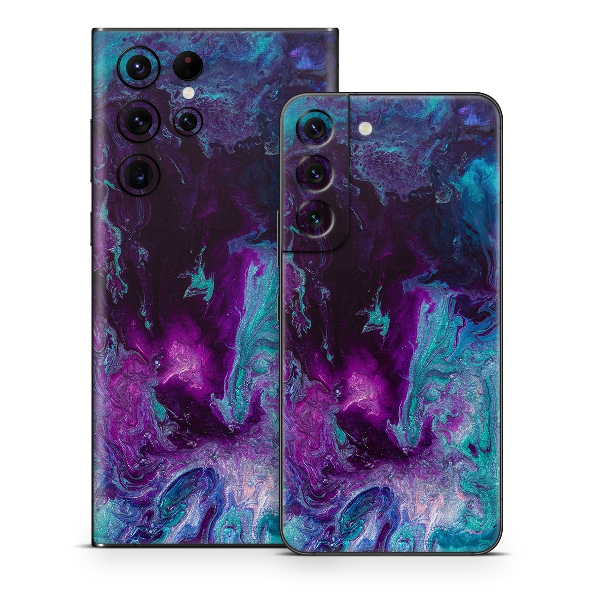 Samsung Galaxy S22 Series Skin design of Blue, Purple, Violet, Water, Turquoise, Aqua, Pink, Magenta, Teal, Electric blue, with blue, purple, black colors