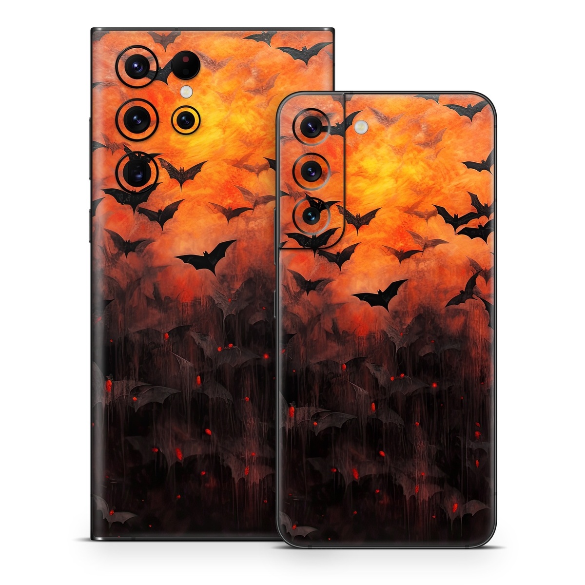 Samsung Galaxy S22 Series Skin design of Vertebrate, Plant, Leaf, Orange, Branch, Natural landscape, Organism, Bird, Deciduous, Woody plant, with yellow, orange, red, black colors