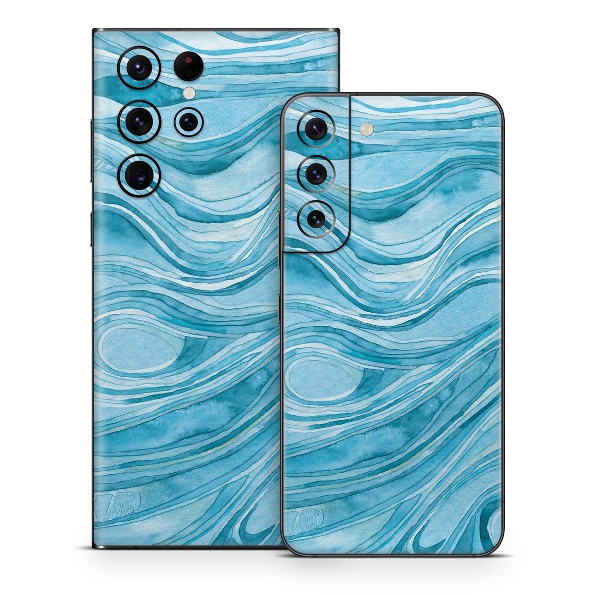Samsung Galaxy S22 Series Skin design of Water, Liquid, Azure, Fluid, Rectangle, Aqua, Painting, Pattern, Electric blue, Art, with blue, white colors