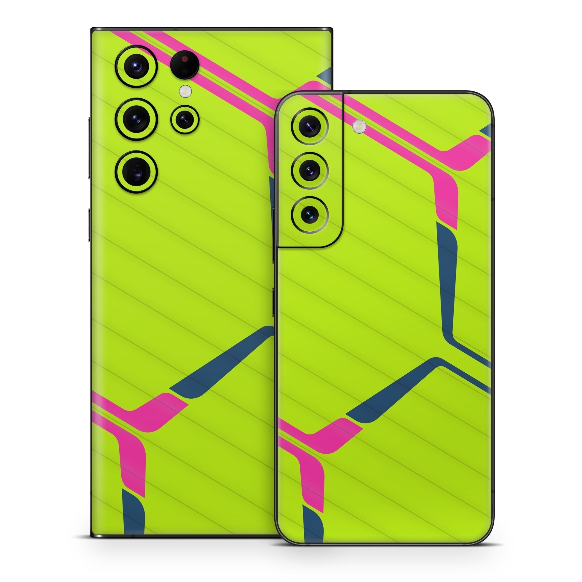 Samsung Galaxy S22 Series Skin design of Colorfulness, Triangle, Font, Parallel, Symmetry, Tints and shades, Pattern, Electric blue, Slope, Magenta, with green, pink, blue colors