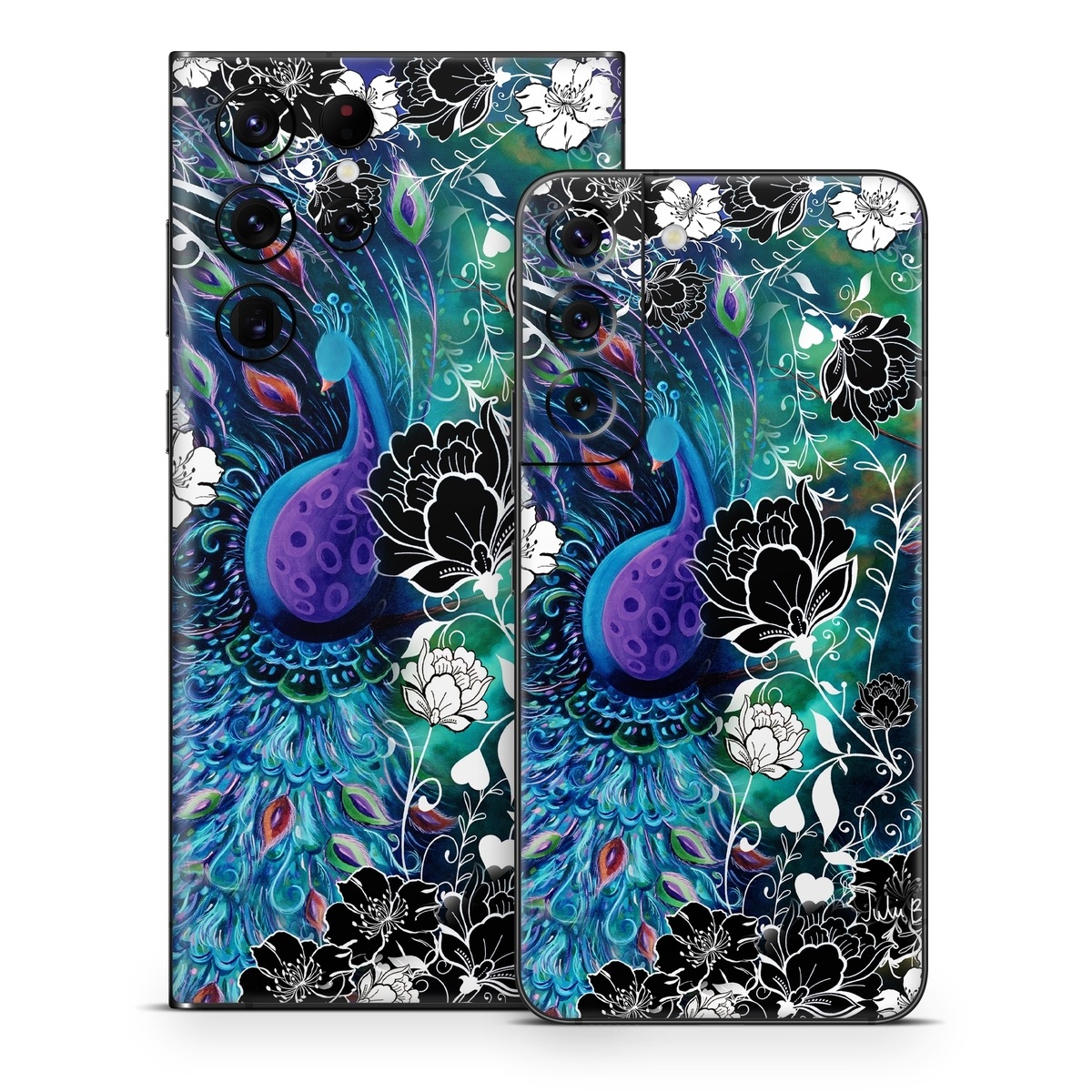 Samsung Galaxy S22 Series Skin design of Pattern, Psychedelic art, Organism, Turquoise, Purple, Graphic design, Art, Design, Illustration, Fractal art, with black, blue, gray, green, white colors