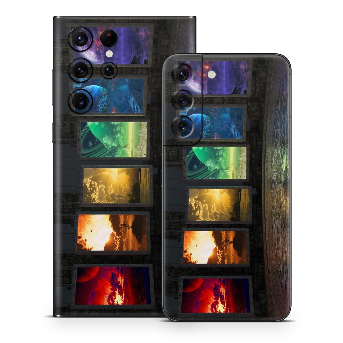 Samsung Galaxy S22 Series Skin design of Light, Lighting, Water, Sky, Technology, Night, Art, Geological phenomenon, Electronic device, Glass, with black, red, green, blue colors
