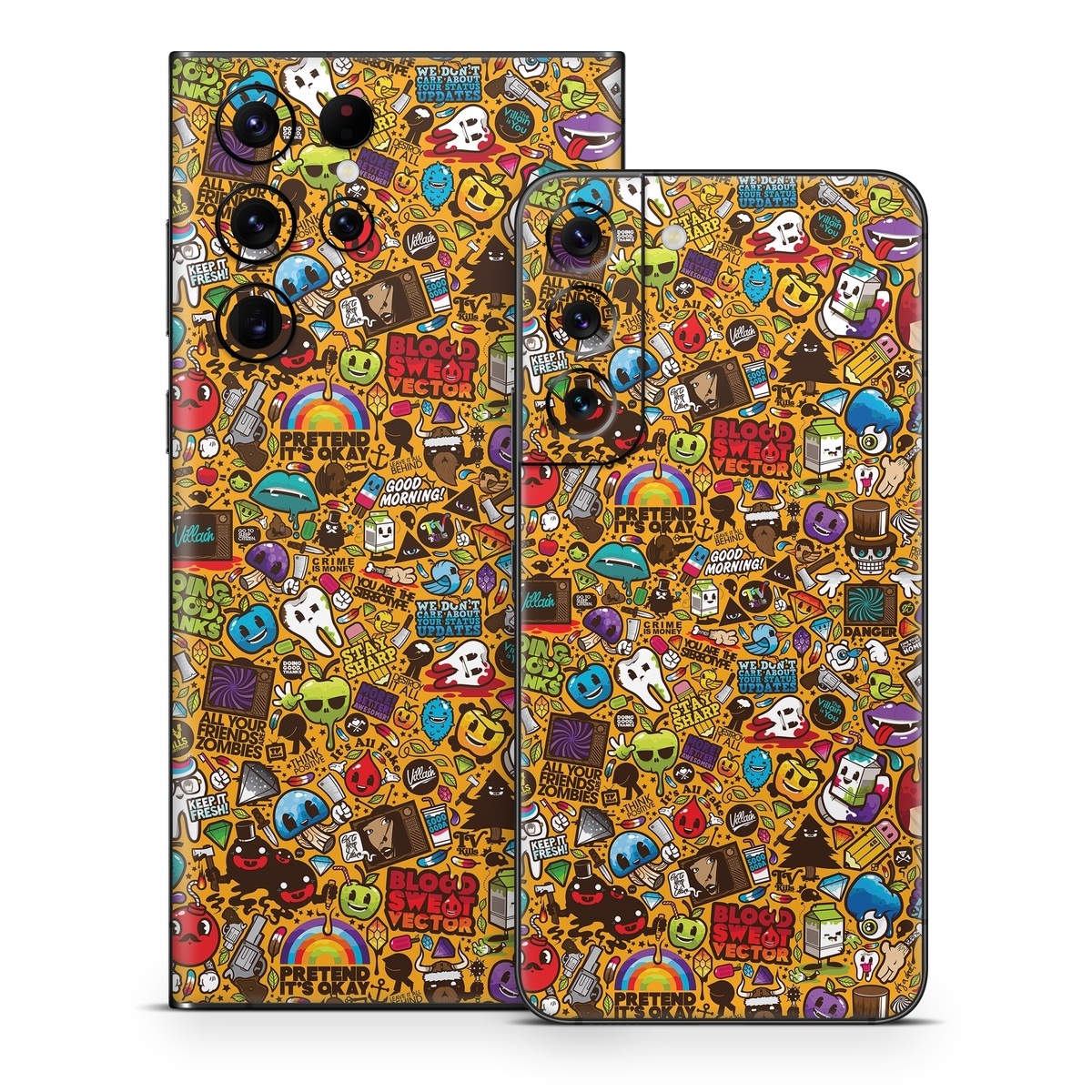 Samsung Galaxy S22 Series Skin design of Pattern, Psychedelic art, Visual arts, Art, Design, Illustration, Graphic design, Doodle, with black, green, red, gray, orange, blue colors