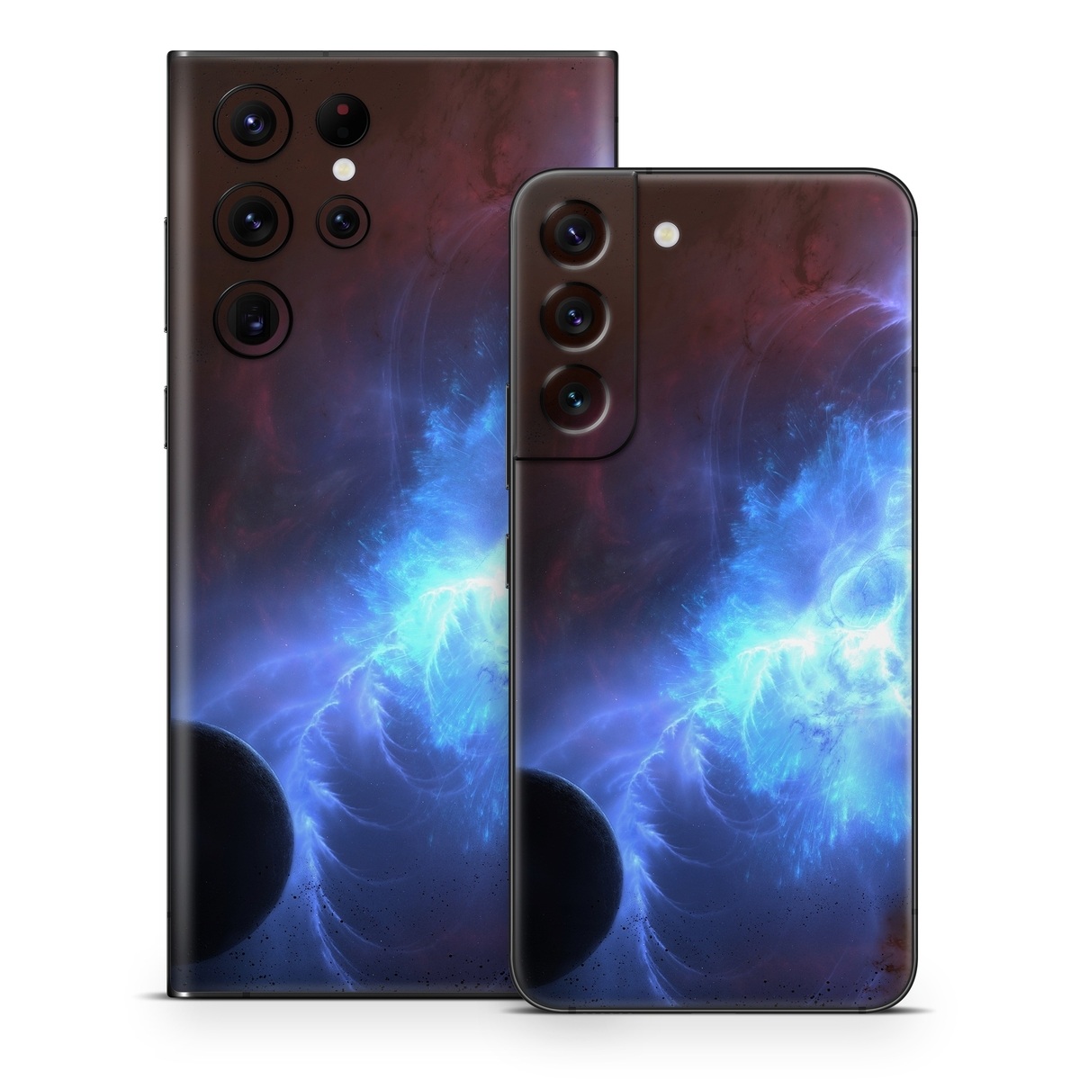Samsung Galaxy S22 Series Skin design of Sky, Atmosphere, Outer space, Space, Astronomical object, Fractal art, Universe, Electric blue, Art, Organism, with black, blue, purple colors