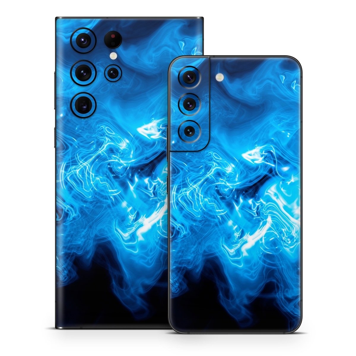 Samsung Galaxy S22 Series Skin design of Blue, Water, Electric blue, Organism, Pattern, Smoke, Liquid, Art, with blue, black, purple colors
