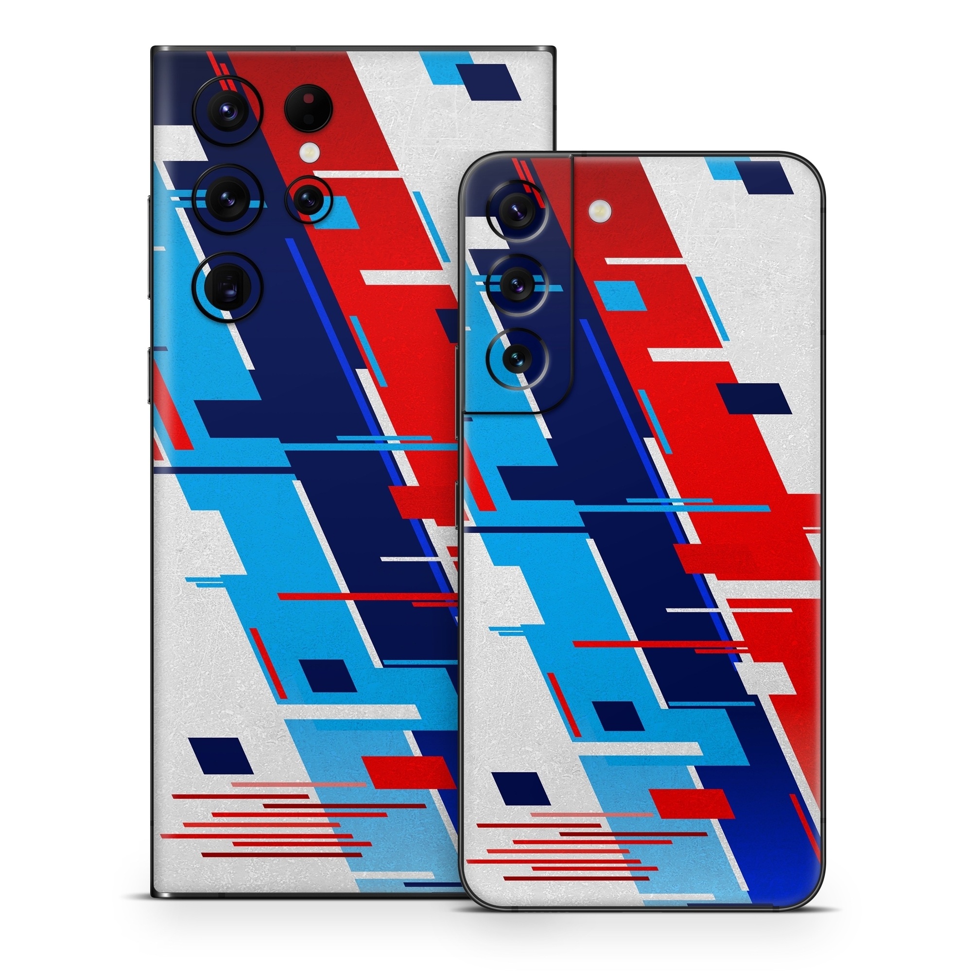 Samsung Galaxy S22 Series Skin design of Azure, Font, Material property, Parallel, Electric blue, Slope, Graphics, Carmine, Brand, Rectangle, with gray, blue, black, red, purple colors