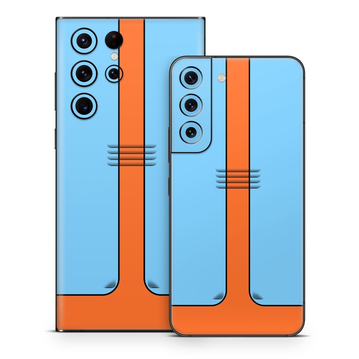 Samsung Galaxy S22 Series Skin design of Line, with blue, orange, black colors