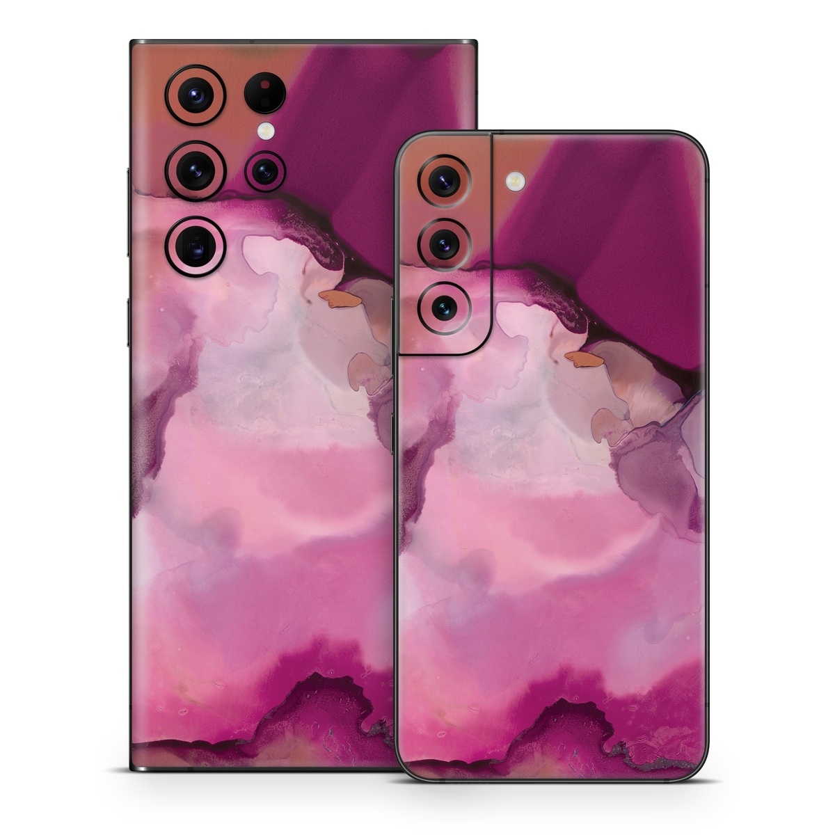 Samsung Galaxy S22 Series Skin design of Purple, Pink, Watercolor paint, Magenta, Illustration, Art, with white, red, pink, white colors