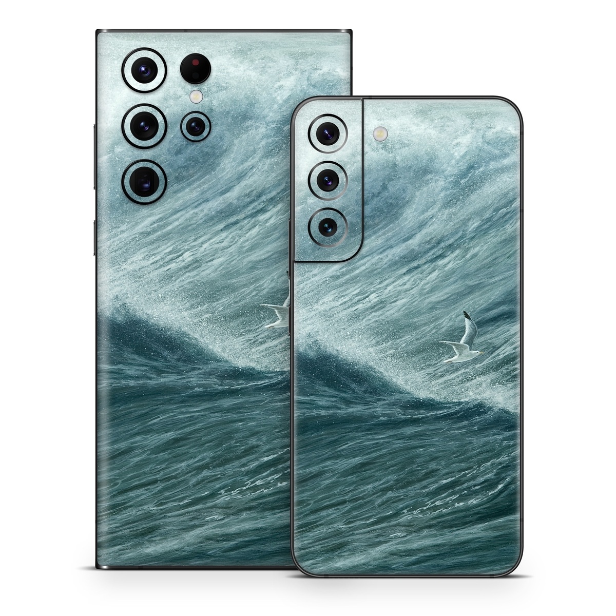 Samsung Galaxy S22 Series Skin design of Wave, Wind wave, Tide, Sea, Ocean, Water, Sky, Wind, Tsunami, Surfing, with blue, white colors