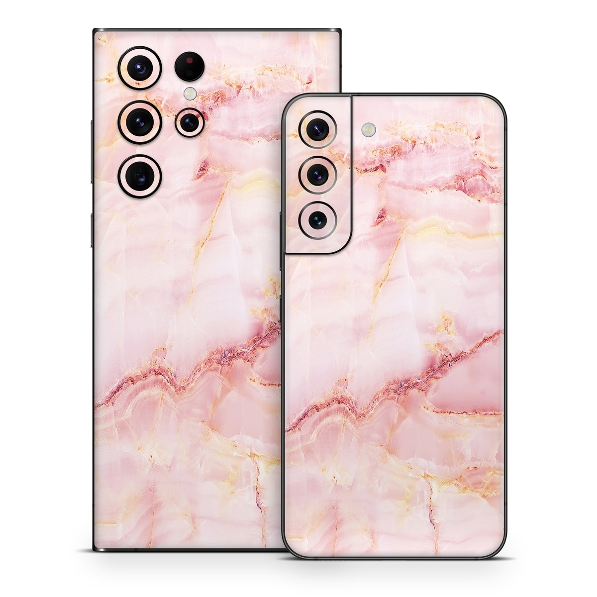 Samsung Galaxy S22 Series Skin design of Pink, Peach, with white, pink, red, yellow, orange colors