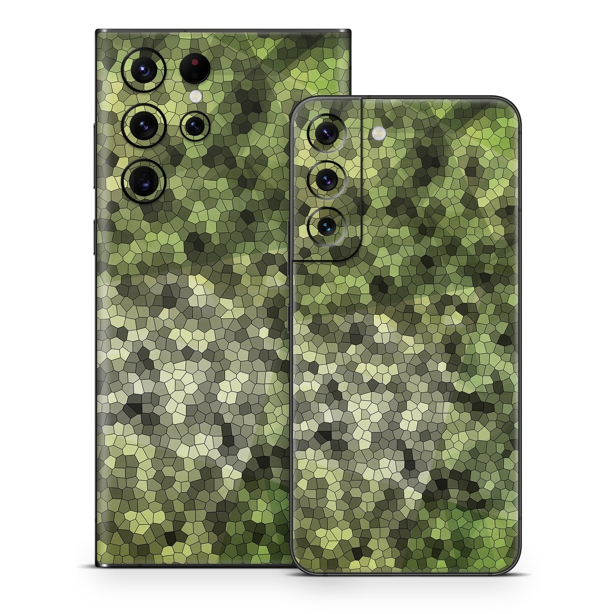 Samsung Galaxy S22 Series Skin design of Green, Grass, Leaf, Plant, Pattern, Groundcover, with black, white, green, gray colors