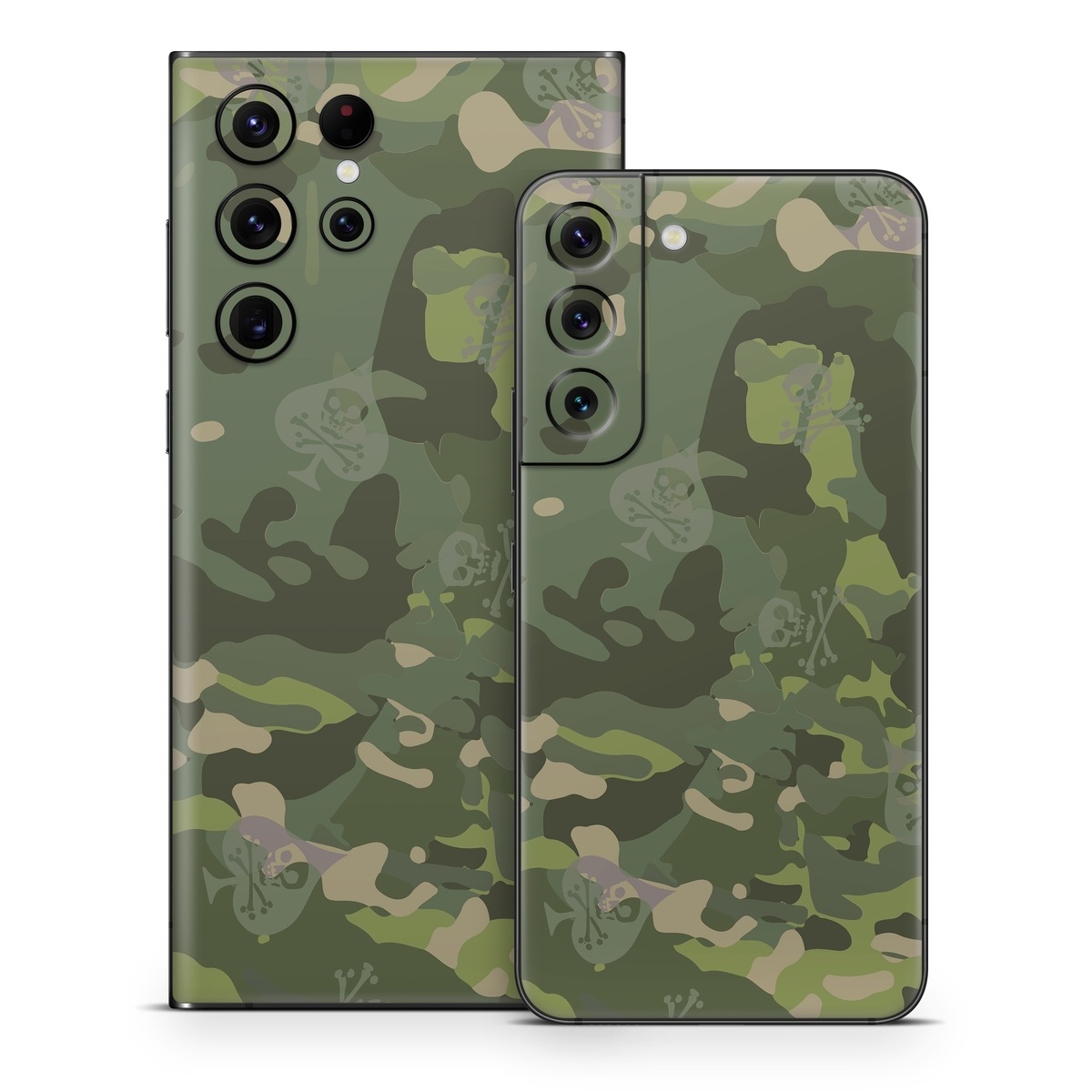 Samsung Galaxy S22 Series Skin design of Military camouflage, Pattern, Camouflage, Uniform, Clothing, Green, Design, Leaf, Plant, Illustration, with green, brown colors