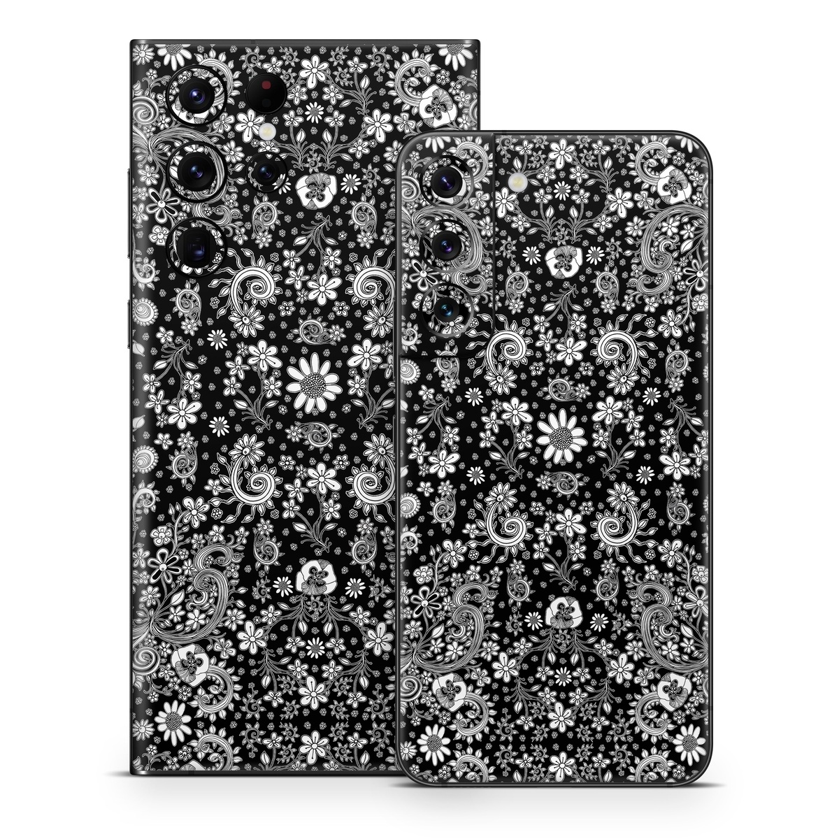 Samsung Galaxy S22 Series Skin design of Pattern, Monochrome, Design, Black-and-white, Visual arts, Textile, Motif, Monochrome photography, Symmetry, with black, white colors
