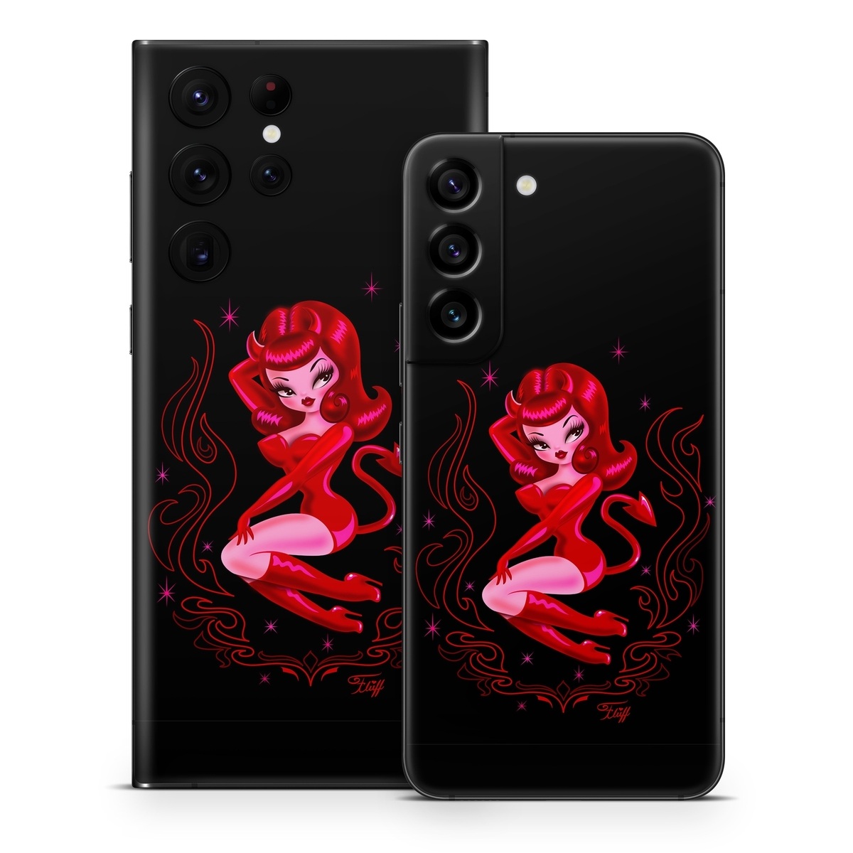 Samsung Galaxy S22 Series Skin design of Pink, Illustration, Fictional character, Graphic design, Neon, Magenta, Graphics, Art, with black, red, pink colors