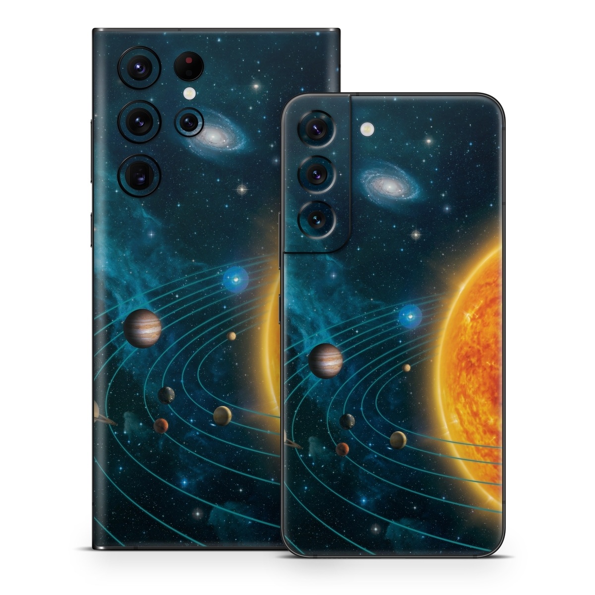 Samsung Galaxy S22 Series Skin design of Astronomical object, Universe, Outer space, Galaxy, Astronomy, Atmosphere, Space, Planet, Science, Sky, with red, yellow, black, blue, brown, white colors