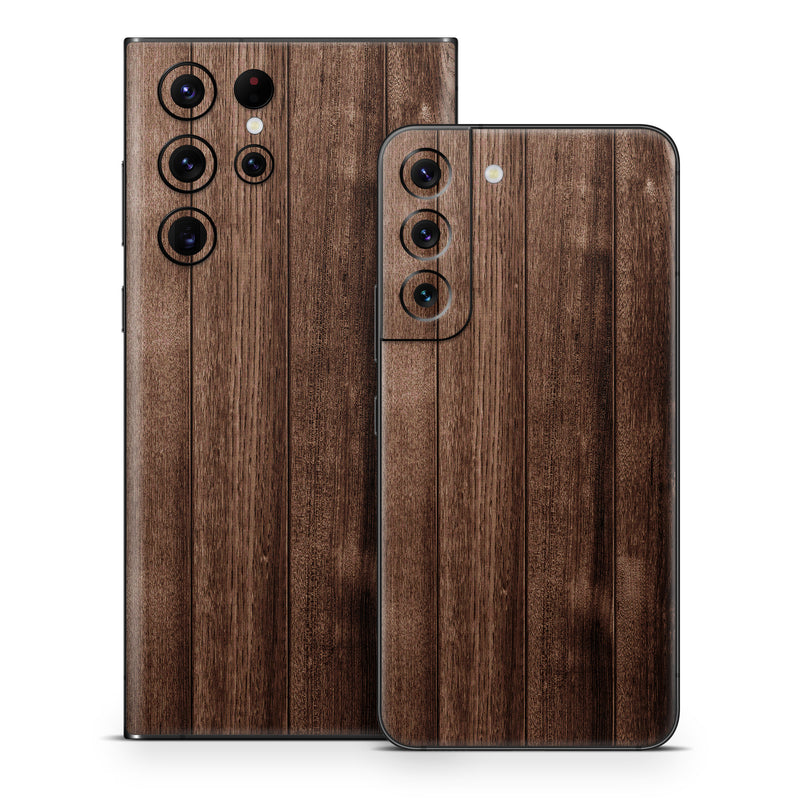 Samsung Galaxy S22 Series Skin design of Wood, Wood flooring, Hardwood, Wood stain, Plank, Brown, Floor, Line, Flooring, Pattern, with brown colors