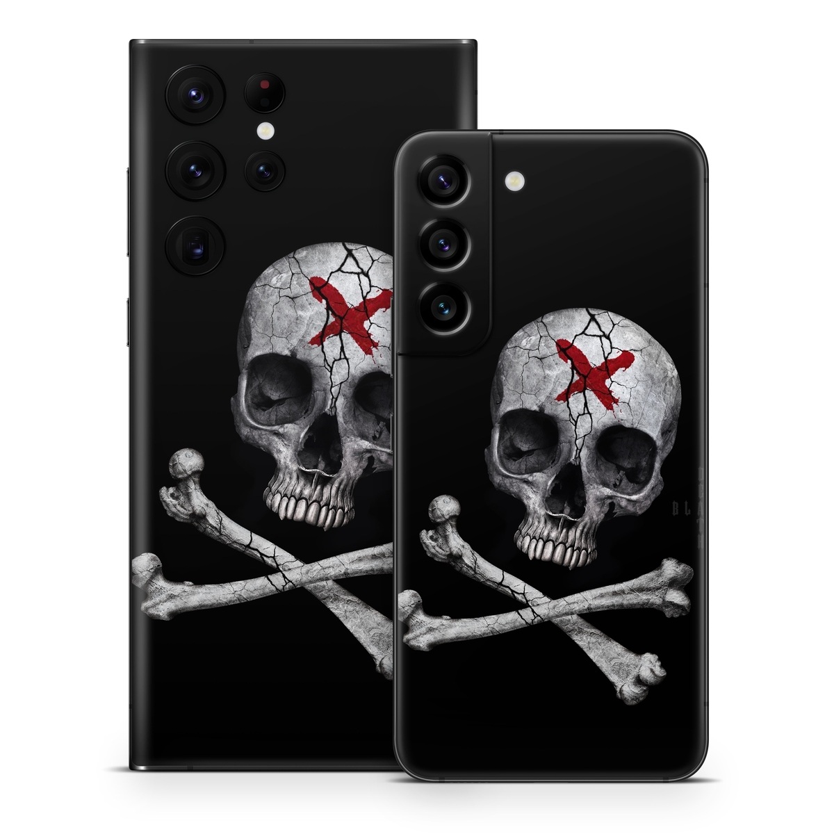 Samsung Galaxy S22 Series Skin design of Bone, Skull, Skeleton, Jaw, Illustration, Animation, Fictional character, Still life photography, with black, white, gray colors