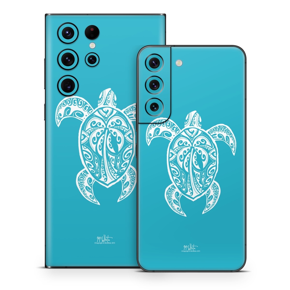 Samsung Galaxy S22 Series Skin design of Sea turtle, Turtle, Green sea turtle, Reptile, Illustration, with blue, white colors