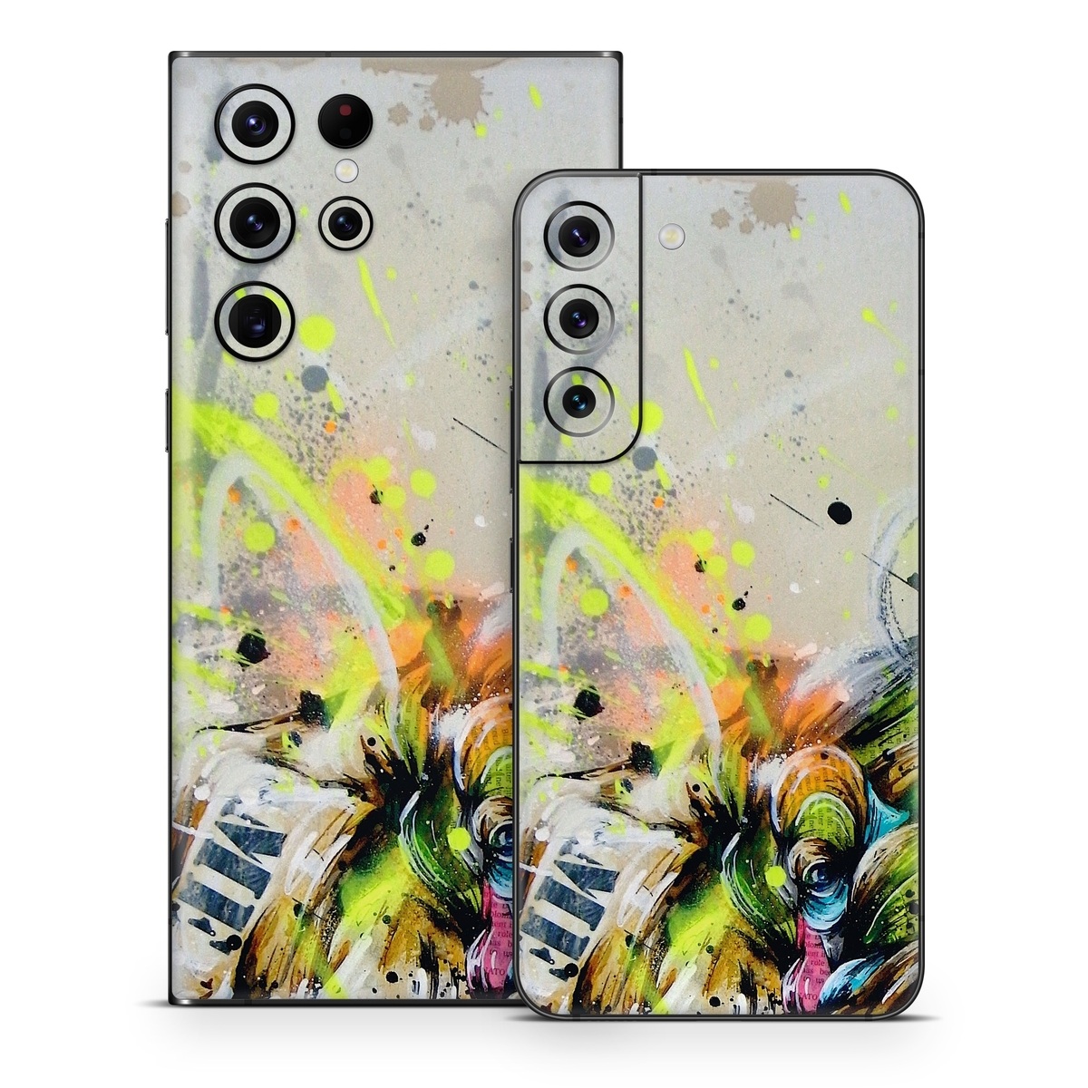 Samsung Galaxy S22 Series Skin design of Watercolor paint, Graphic design, Illustration, Acrylic paint, Art, Modern art, Painting, Visual arts, Paint, Graphics, with gray, black, green, red, blue colors