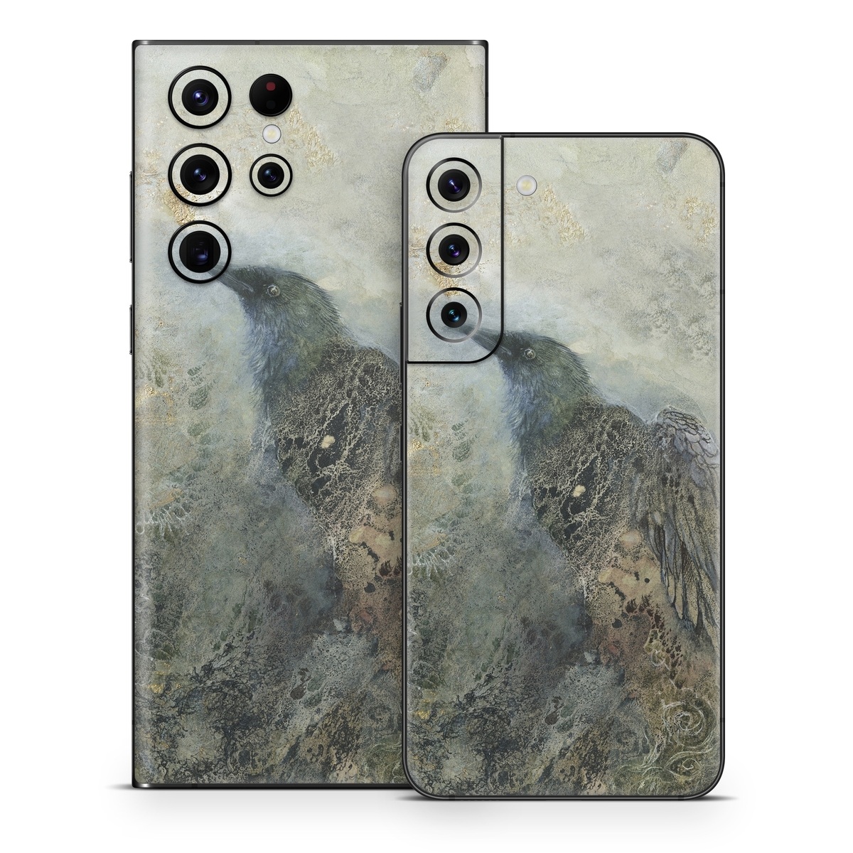 Samsung Galaxy S22 Series Skin design of Painting, Water, Geology, Art, Rock, Watercolor paint, Illustration, with black, gray, white, blue colors