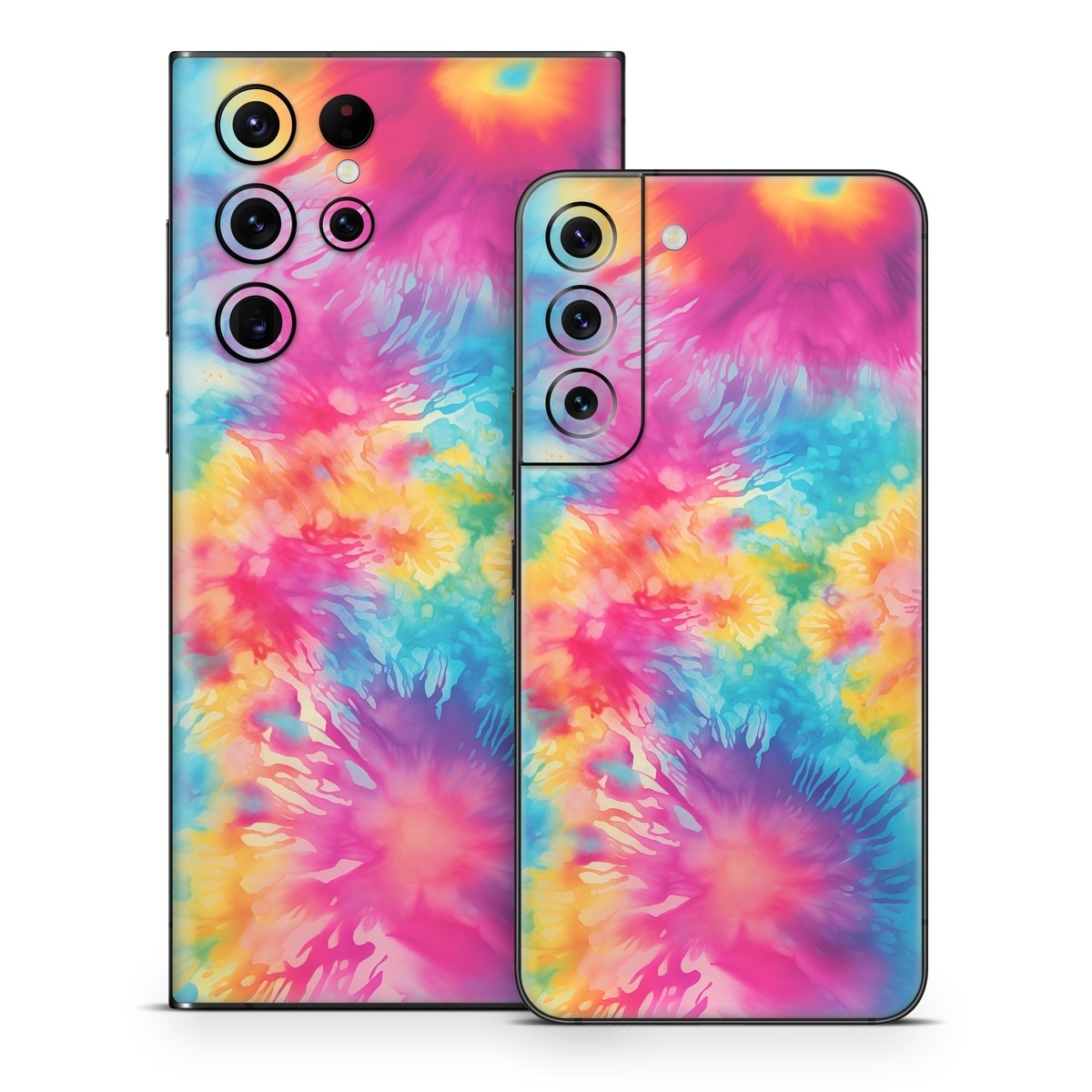 Samsung Galaxy S22 Series Skin design of Colorfulness, Plant, Flower, Orange, Paint, Petal, Pink, Art, Painting, Magenta, with black, gray, orange colors