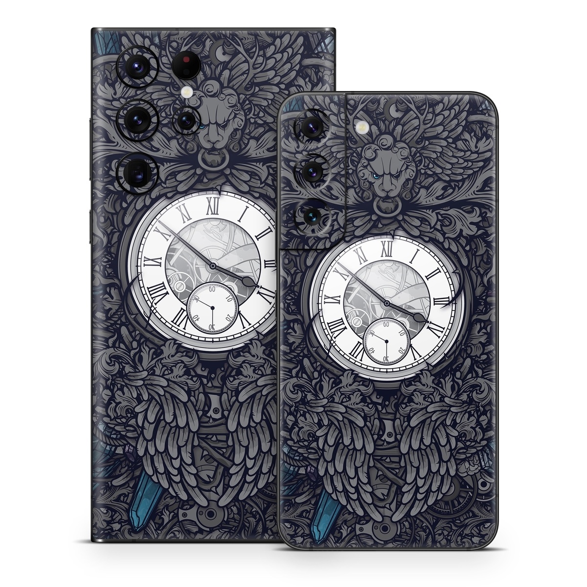 Samsung Galaxy S22 Series Skin design of Blue, Pattern, Psychedelic art, Design, Circle, Art, Font, Graphic design, Visual arts, Illustration, with black, gray colors