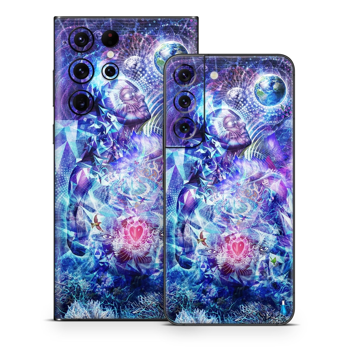 Samsung Galaxy S22 Series Skin design of Blue, Purple, Violet, Lavender, Majorelle blue, Psychedelic art, Electric blue, Organism, Art, Design, with blue, green, purple, red, pink colors