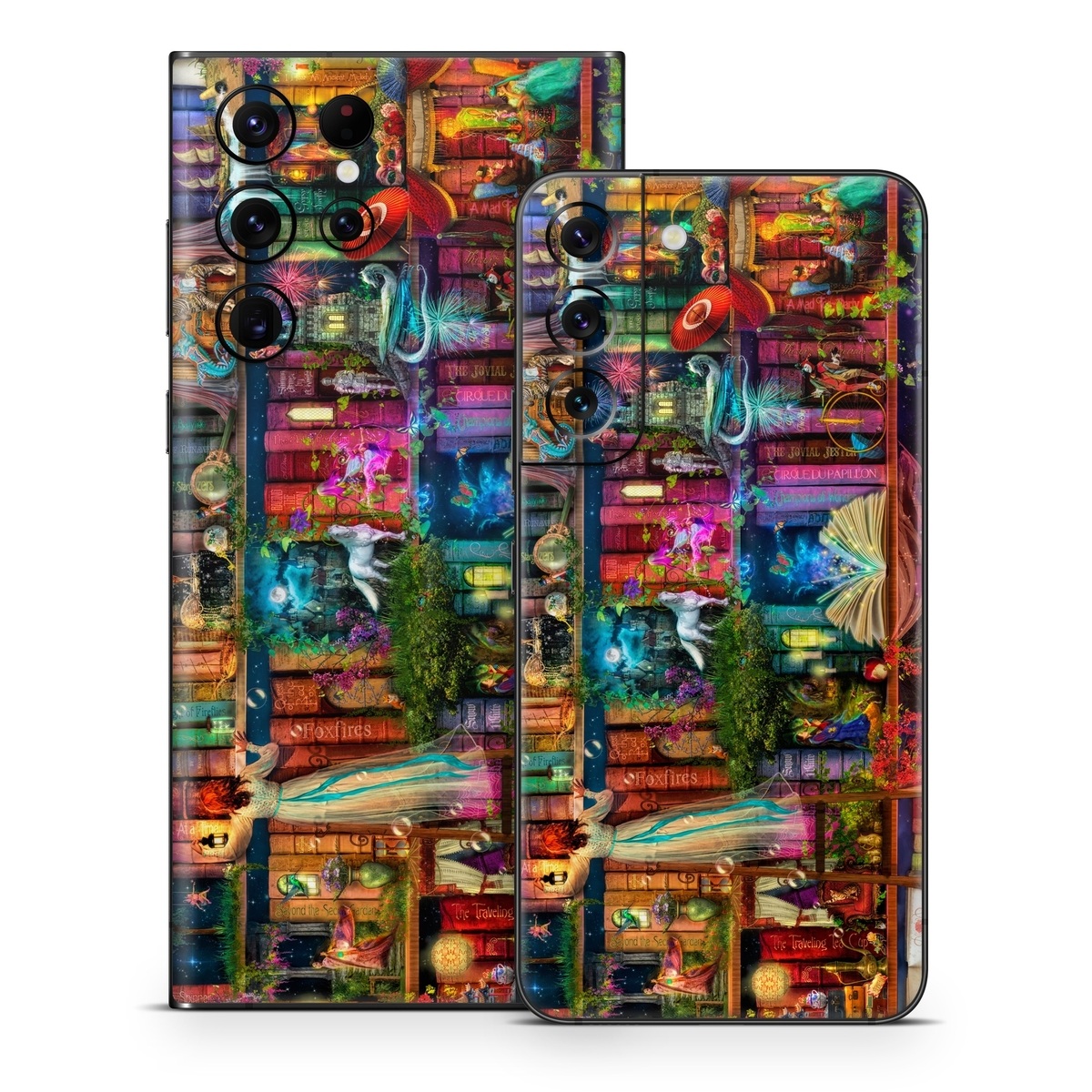 Samsung Galaxy S22 Series Skin design of Painting, Art, Theatrical scenery, with black, red, gray, green, blue colors