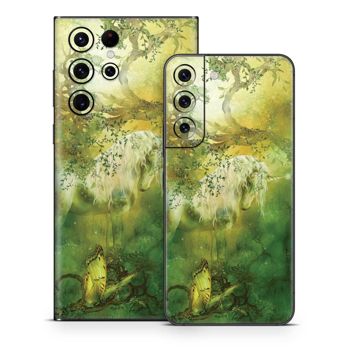 Samsung Galaxy S22 Series Skin design of Nature, Green, Painting, Art, Visual arts, Watercolor paint, Illustration, Modern art, Still life, with green, black, gray colors