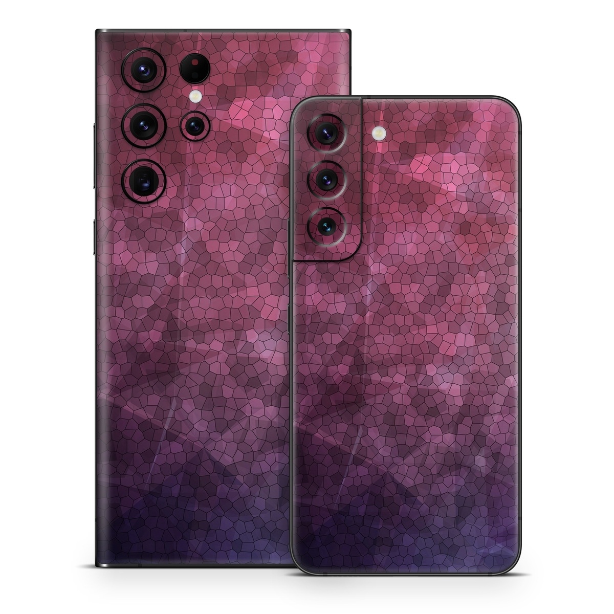 Samsung Galaxy S22 Series Skin design of Purple, Sky, Red, Violet, Pink, Pattern, Design, Triangle, Line, Magenta, with black, red, purple, pink, white colors