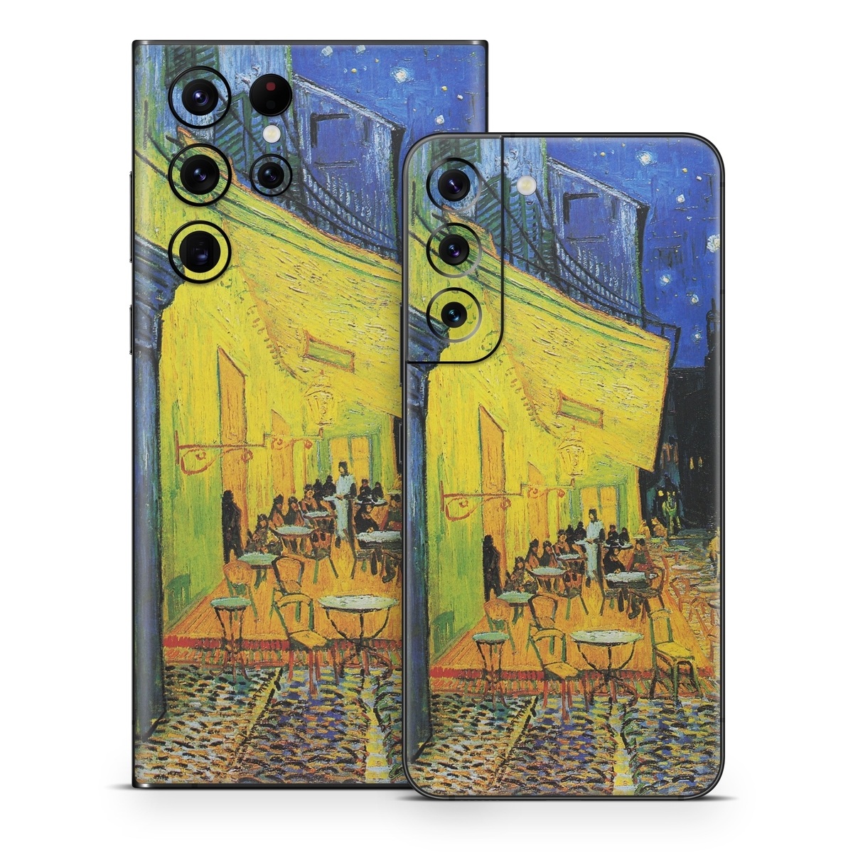 Samsung Galaxy S22 Series Skin design of Painting, Art, Yellow, Watercolor paint, Illustration, Modern art, Visual arts, Street, Infrastructure, Tree, with green, black, blue, gray, red colors