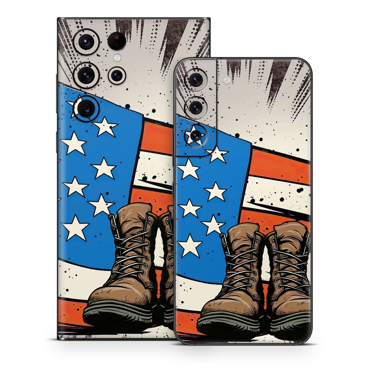 Samsung Galaxy S22 Series Skin design of Footwear, Shoe, Walking shoe, Outdoor shoe, Line, Flag of the united states, Sneakers, Font, Art, Human leg, with red, blue, white, black, brown, gray colors